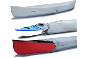 EliteShield Canoe Cover Kayak Cover; Waterproof UV Resistant Marine Grade Polyester Canoe Kayak Boat Storage Cover fits 11ft-12ft Long, 106 Inches Girth Gray Color