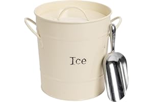 Harbour Housewares Vintage Metal Ice Bucket with Scoop - Cream