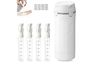 4-i-1 reseflaskdispenser, påfyllningsbara reseflaskor för toalettartiklar | Läckagesäkra resebehållare med skala och etikett, push-down-dispenser för schampo, lotion, balsam och kräm