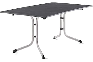 SIEGER Table Pliante Boulevard avec Plateau décoratif vivodur, 165 x 95 cm, Graphite, décor Ardoise Anthracite
