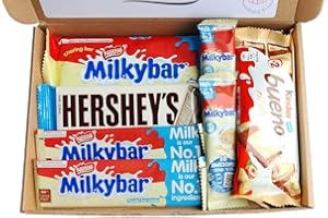 SWEETIEPOST White Chocolate Gift Box | Milkybar Hersheys Selection Box | White Chocolate Kinder Bueno | White Chocolate Hamper | Perfect for a White Chocolate Lover