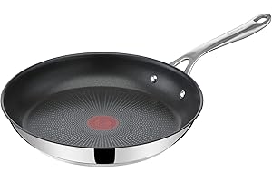 Tefal Jamie Oliver Cook's Direct Inox Poêle 28 cm, Induction, Revêtement antiadhésif, Indicateur de cuisson, Poignée sûre rivetée E3040644