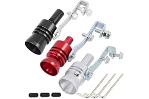Sifflet de Voiture Turbo Sound,Tianher 3 Pièces Alliage D'aluminium Turbo Queue Simulateur Sifflet de Silencieux Tuyau Échappement Sonore BOV Blow-off Simulator Valve Voiture Sound Pipe Valve.