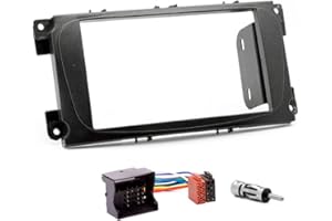 SOUND-WAY Kit Montage autoradio 2 DIN avec Supports pour Ford Focus Mondeo S-Max C-Max Galaxy Kuga Noir