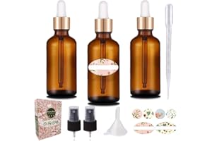FERRY PIER Flacon Compte-gouttes en Verre set - 30ml Marron Bouteilles en Verre Vide avec Compte-gouttes Verre Pipettes, Mini Plastique Entonnoirs,pour huile Essentielle, liquide chimique