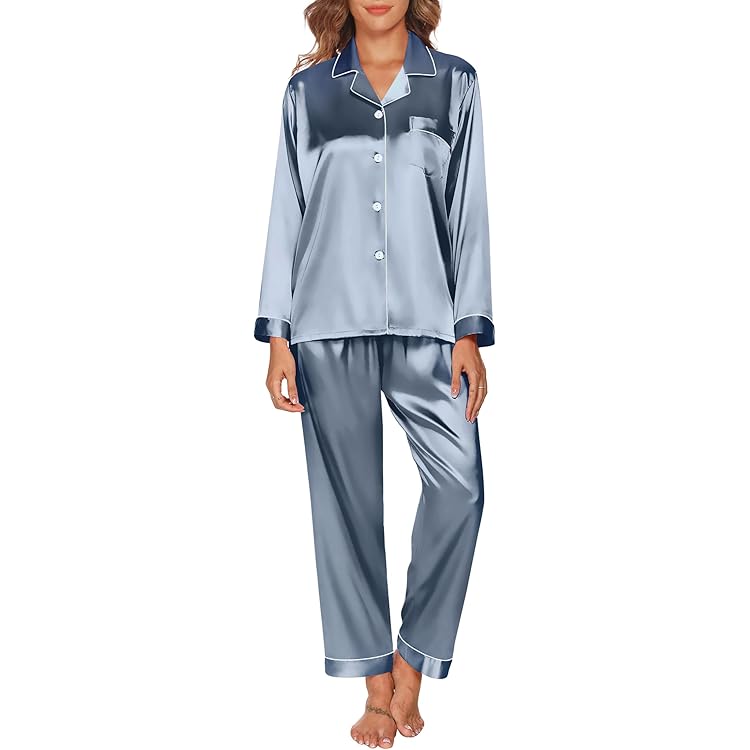 Pigiami Da Donna Pyjama Femme Satin JSTHHTT Ensemble Manches
