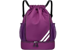 HFCOONY Drawstring Bags,Waterproof Swimming Bag For Kids Adults,Large Drawstring Gym Bag,Sports Drawstring Gym Backpack,Unisex PE Bag With Shoe Compartment,Football Basketball Backpack.Sports Bag