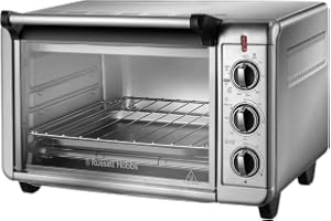 Russell Hobbs 26095 Express Air Fryer Mini Oven - Countertop Electric Convection Oven, Grill and Airfryer with Bake Pan and Rack Included, 1500 Watts, Stainless Steel
