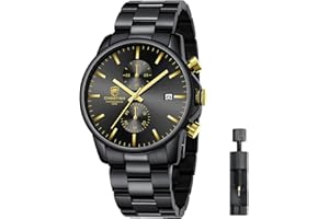 Affute Orologi da uomo in acciaio inox e metallo, stile casual, impermeabile, cronografo al quarzo, data automatica, lancette colorate…