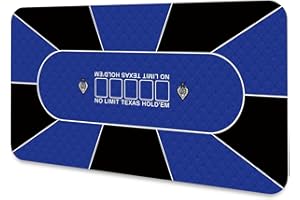 LaiEr Tapis de Poker 10 Joueurs Texas Hold'em Tapis en Caoutchouc Tapis de Poker pour Tables Table de Poker Portable Pliante pour Jeux de Poker Blackjack Casino (160 * 80 * 0.2cm,Blue)