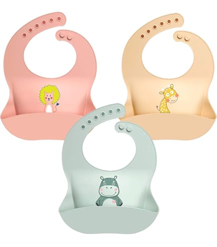 Bavoir Silicone Jané Enroulable – Imperméable, Ramasse-Miettes XXL, 4 Tailles Ajustables, Sans BPA