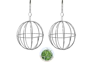 XINLIE Stainless Steel Feeder Toy with Hanging Hook Stainless Steel Feeder Ball Hay Ball Rabbit Toy for Rabbits Metal Hay Ball Rabbit Hay Ball for Guinea Pigs Hamsters Rabbits Rodents for 2 Pieces