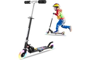 HIMIMI Patinetes para niños de 3 a 8 años, diseño Plegable, Barra en T de Aluminio Ligero de 3 Niveles de 28 a 31.6 Pulgadas, Ruedas de Poliuretano Suaves y silenciosas, inclinación Segura para dirigir