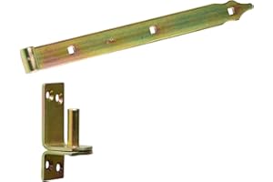 BRESKO Ladenband mit Kloben Set gelb verzinkt 30-80 cm Torband Türband Scharnier Tor Gartentor (400x35 mm - Ø13 mm)