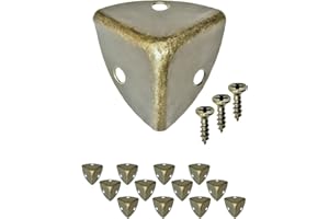 Fuxxer 12 x antyczne narożniki meblowe, zaokrąglone, metalowe okucia, ochrona krawędzi, mosiądz vintage, 21 x 21 mm