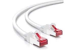 deleyCON 10m Kabel Sieciowy Cat6-1000 Mbit (Miedź, S/FTP, Bezhalogenowy) RJ45 Gigabitowy Patchcord Ethernet LAN - do DSL, Internetu, Wi-Fi, Switcha, Routera, Modemu, Panelu Krosowego, PoE - Biały