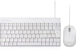 Perixx PERIDUO-212 Wired Mini Keyboard and Mouse Combo, 12 Multimedia Keys, UK Layout, 80-Key, 1000 DPI, White