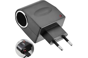 KEYQUEEN 220V vers 12V 500 mA Adaptateur Allume Cigares Secteur pour Voiture, Convertisseur Prise Courant Murale Chargeur Allume Convertisseur de Tension d'alimentation CA à CC EU Plug