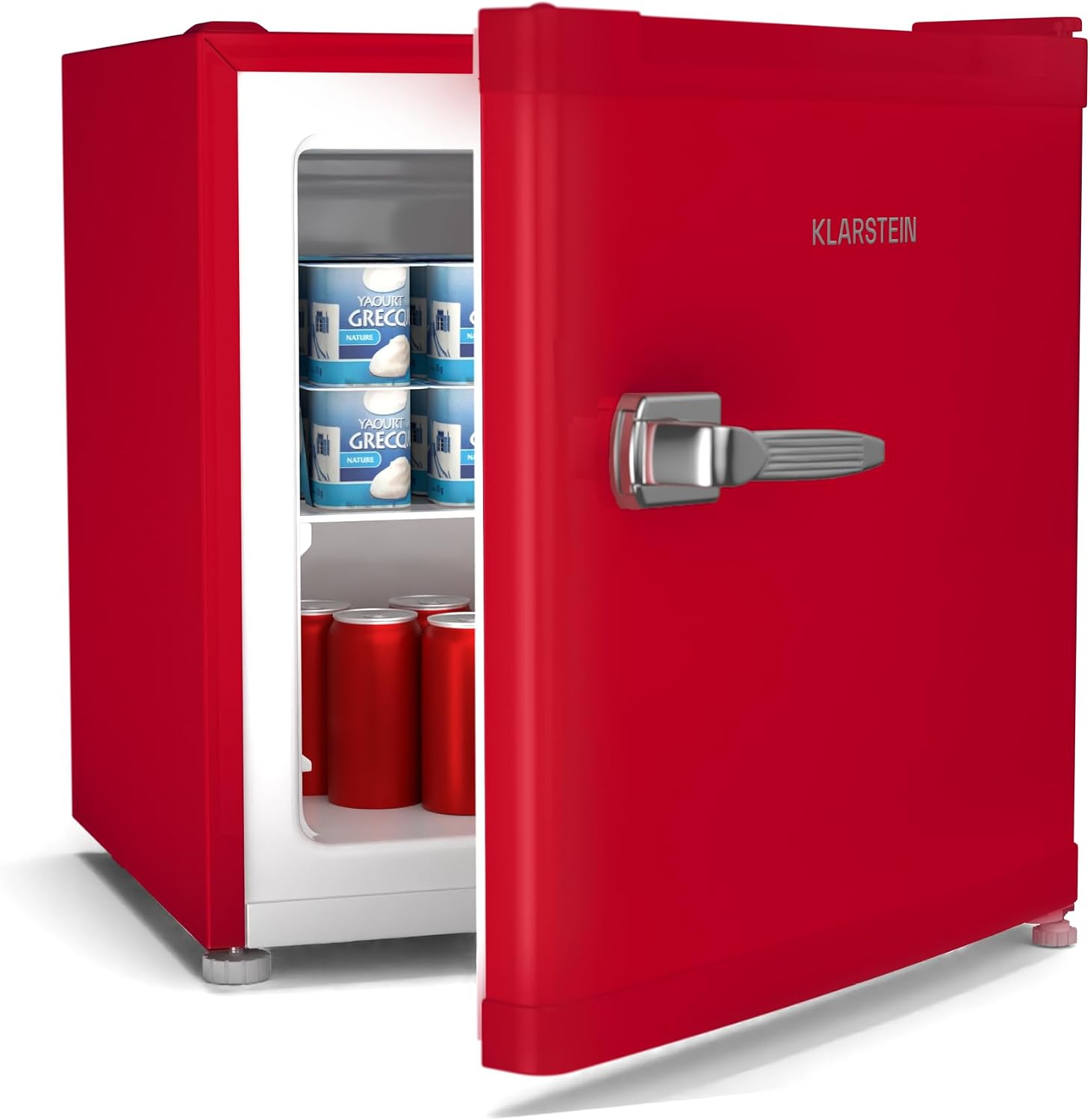 Klarstein Irene Retro Mini Freezer, 31L Fridge/Freezer, Adjustable Temp -24°C to 10°C, Energy Class C, Quiet 38 dB, Compact Table Top Design, Red, Ideal for Bedrooms & Small Spaces