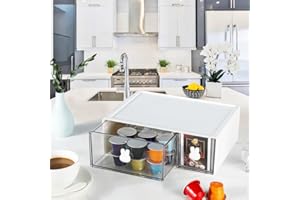 BAIEUEJO Cupboard Organizers, Tea Box with 2 Drawers, Kitchen Storage Box for Tea Bags, Coffee, etc. Storage Rack for Kitchen/Bathroom/Dressing/Office, etc.(white-2drs)
