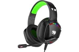 IMYB A36 Gaming Headset mit Mikrofon für Pc, Xbox One Series X/s, Ps4, Ps5, Switch, Stereo Surround Noise Cancelling Gaming kopfhörer mit Mic RGB Licht für Mac, Laptop, Nintendo, Gamer (Grün)