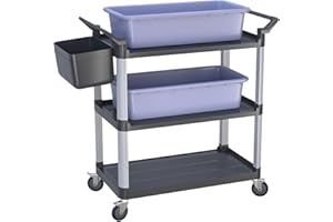 BPT Servierwagen mit 3 Böden Partition Küchenwagen,Tragfähigkeit 200 kg,Reinigungswagen im Restaurant，Hotel Schul Küche Abräumwagen Rollwagen (Modell 2)