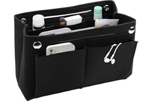 Jortmrd Organizador de Bolsos de Fieltro, Organizador de Bolsos 30x10x20cm, Bolsillo interior para Bolsos, Shopper con Múltiples Compartimentos (Negro)