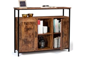 IDMarket - Buffet 2 Portes 100 cm Dayton avec étagères Effet Vieilli Design Industriel