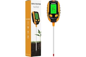 MOKEUM Misuratore di Terreno, misuratore di PH del Suolo 4 in 1, Display LCD, Temperatura della pianta/umidità del Suolo/misuratore di PH/retroilluminazione intensità della Luce Solare Misuratore