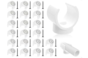 Emezddo 20 abrazaderas de tubo de plástico con forma de U, soporte para tubos y mangueras, para uso en el hogar, la oficina, la escuela, la industria y los cables (blanco, 16 mm)