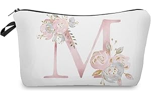 LARFRAECY Trousse De Maquillage A-Z, Trousse De Maquillage PersonnaliséE Pochette De Maquillage De Voyage pour Femme Pochette De Maquillage Portable Trousse De Maquillage De MariéE (M)