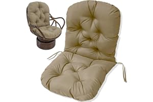 JIcloun Fauteuil en Rotin Pivotant avec Coussin À Bascule Intérieur - Pad de Remplacement Durable et Doux, A11