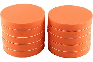 Esenlong Éponge de Polissage pour Voiture, 10 Pcs/Lot kit Polissage Voiture 6 (150Mm) Éponge Polissage Polissage Cirage Pad Kit Outil pour Voiture Polisseur Tampon Orange Tampon de Polissage