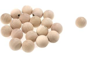 Wealrit Förpackning med 20 obehandlade träknoppar, runda skåpknoppar, träkulsknoppar för skåp skåp, 2,3 cm diameter