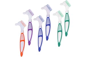 ZIYUEZIKUN 6 Stücke Prothesenbürste, Zahnbürste für Prothesen Falsche Zähne, AUHOTA Hygienic Prothesenreinigungsset für die Restaurative Pflege - Mehrschichtborsten und Esrgonomische Gummigriffe (4 Farben)