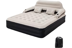 RAPTAVIS King Size Luftmatratze mit Kopfteil und Kissen, Aufblasbare Bett Aufblasbare Matratze