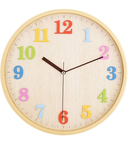 VINILITE Kinderwandklok zonder tikkende geluiden, 30 cm, modern, kwarts