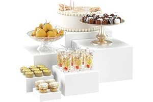 EUNEWR Buffet Riser Acryl Ständer, 6 Stück Display Riser Stand mit Hohlen Böden, Buffet Erhöhungen Acryl Buffet Riser für im buffet / Hochzeit / Warteschlange / Familienfeier / Geburtstag Party