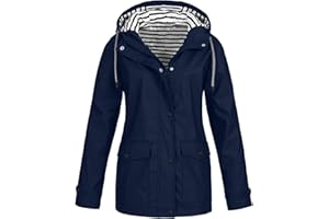MOKBAY Veste Femme de Pluie Imperméable Mi Saison Outdoor Manteau Capuche Manches Longues Automne Hiver Blousons Femme Randonnée Anti-Pluie