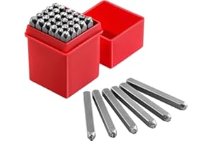 Gueenky 36 Pezzi Punzoni Lettere e Uumeri, 4mm Punzoni Numeri per Metallo, Lettere A-Z e Numero 0-9, Punzoni di Marcatura Alfabeto per Metallo Legno Pelle Plastica