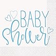 Blue Hearts Baby Shower Luncheon Napkins (16cm) - Charming Design & Extra Absorbent - Ideal for Celebration - 16ct