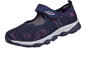 CrazycatZ Damen Mary Jane Halbschuhe Outdoor Fitnessschuhe Atmungsaktive Mesh Schuhe Sport Slipper mit Klettverschluss