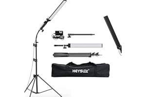 Heysliy Photography Studio LED Lighting Kit with Light Stand Bag Soft Tube, 180°Adjustable Angle 2M Adjustable Light Stand for Beauty, Eyebrow, Makeup, Portrait, Product Photography Fill Light