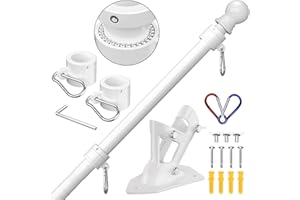 ZMTECH Mât De Drapeau, Mât De Drapeau De 180 Cm avec Support pour Drapeau, Kit De Mât De Drapeau pour Maison, Jardin, Résidentiel Ou Commercial (sans Drapeau, Blanc)