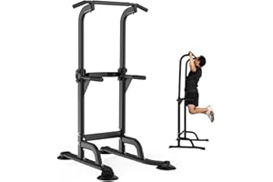 Leiblsufo Power Tower Dip Station Verstellbar Multifunktionale Kraftstation Fitness Krafttraining Klimmzugstange für Zuhause,Ladekapazität bis zu 330 lbs