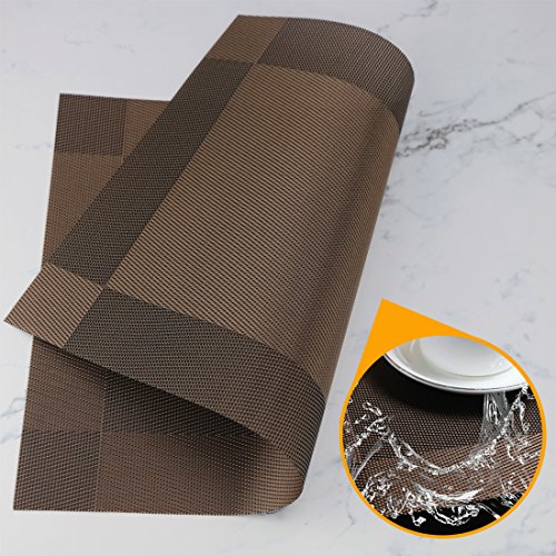 Platzdeckchen Fanuk 6er waschbar rutschfeste Tischmatten aus PVC braun 30*45cm - 3