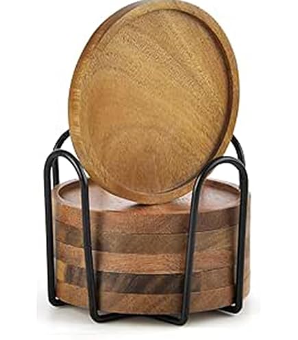 Plateaux à Bougie En Bois - Lot De 2 Tailles (9 Cm Et 6,5 Cm) - Dessous De Verre Antidérapant Et étanche - Pour Bougies, Tasses, Aromathérapie - Décoration Naturelle - 10