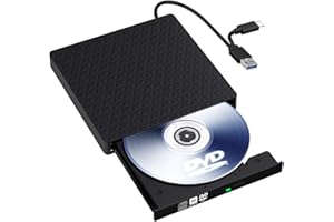 EOKEKE Lecteur CD DVD Externe pour PC - Mince Graveur DVD Externe, Portable CD/DVD +/-RW Drive, USB 3.0 et Type-C Graveur Enregistreur Player pour PC Laptop Desktops Windows 11/10/8/7/XP/Vista/Linux/Mac OS