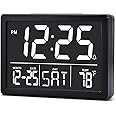 SZELAM Alarm Clock, Digital Clock,5.5 "Larger Display LED Electric Digital Clock,6 Brightness Levels,Volume Adjustable,Date Temperature Display Table Clock for Bedside Desk Bedroom