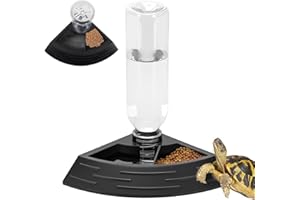 Jemmytu Schildkröten Wasserschale, Wasserspender Reptilien 2-in-1, Futterspender aus Plastik mit Flasche und Automatisierter Trink, Für Schildkröten, Eidechsen, Schlangen und andere Haustiere